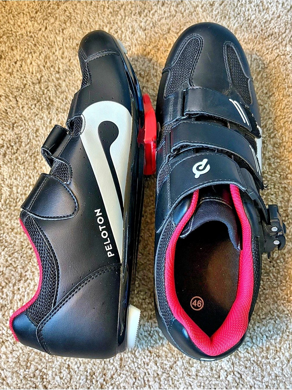 Peloton Original Indoor Cycling Shoes Black & Red size 11.5 US men's (46)